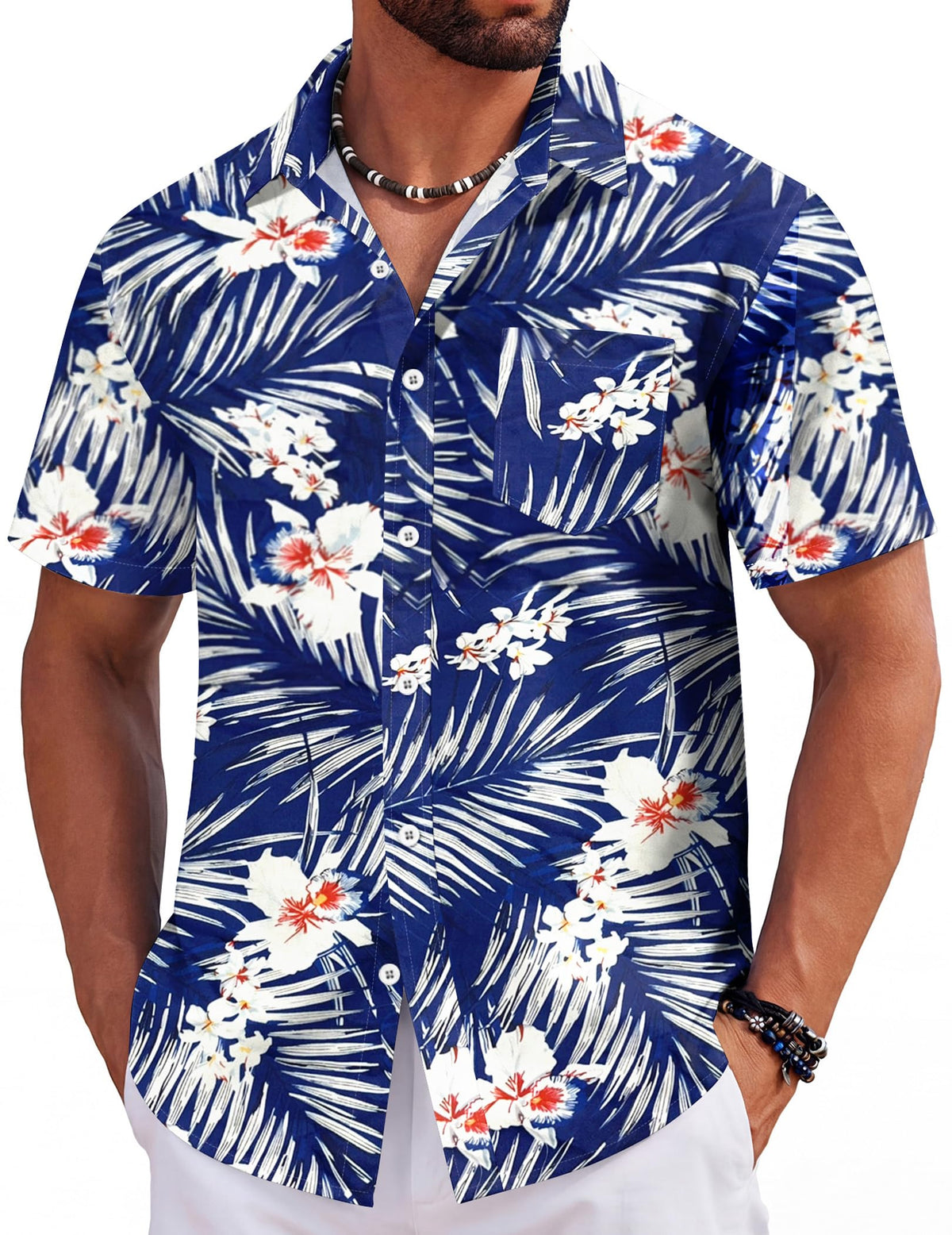 COOFANDY Mens Hawaiian Shirts Short Sleeve Tropical Button Down Shirts Floral Summer Beach Shirt