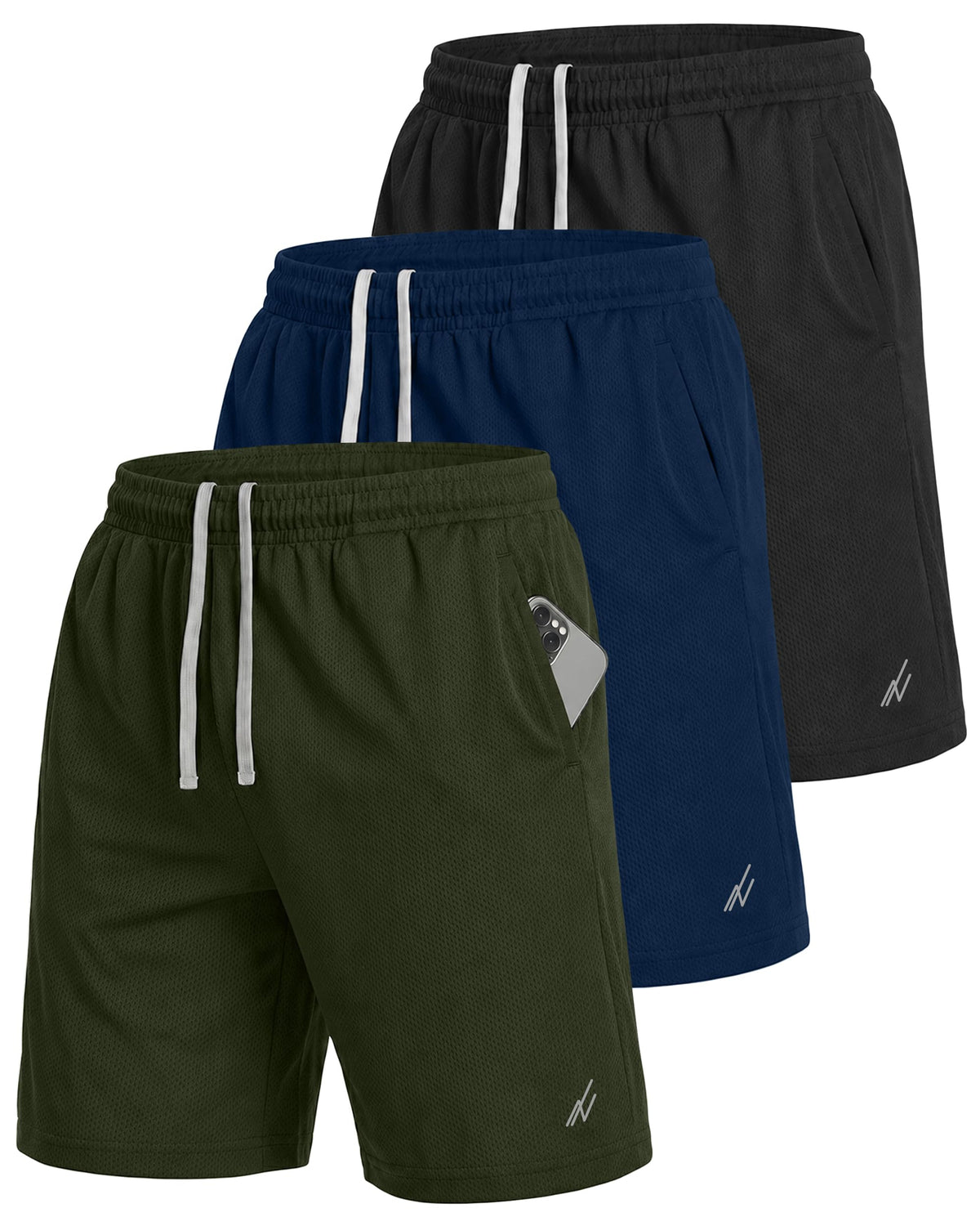 Men's Breathable Mesh Loose-Fit Athletic Gym Shorts Multipack