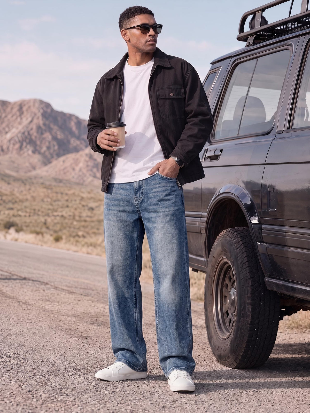 JMIERR Men's Stretch Baggy Wide-Leg Denim Jeans