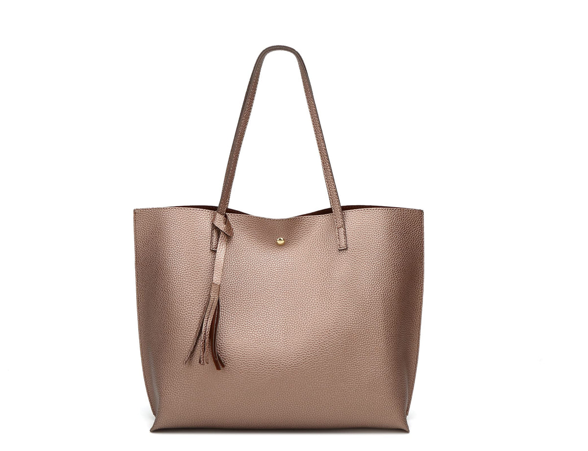 Dreubea Women's Soft Faux Leather Large Tassel Tote Shoulder Bag