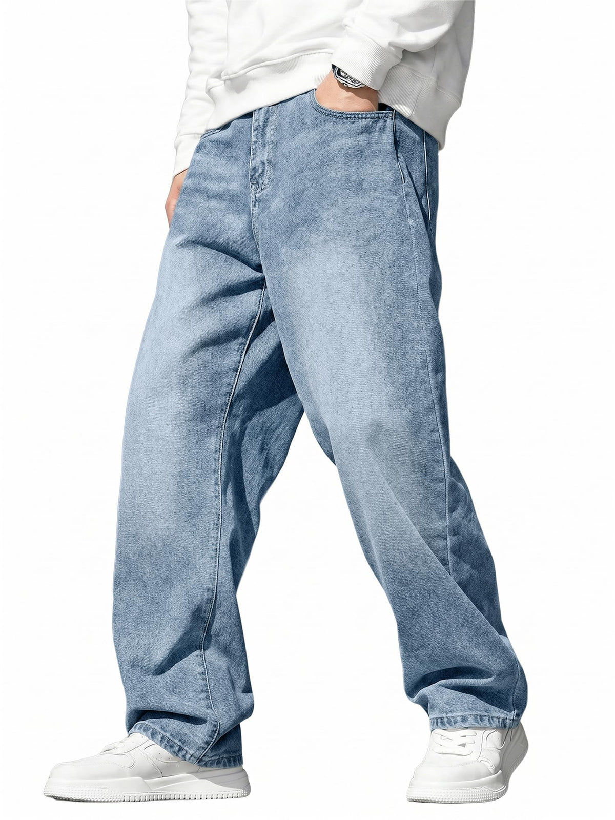 JMIERR Men's Baggy Wide-Leg Y2K Loose Fit Denim Jeans
