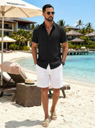 COOFANDY Men's Textured Linen Short Sleeve Button-Down Shirt
