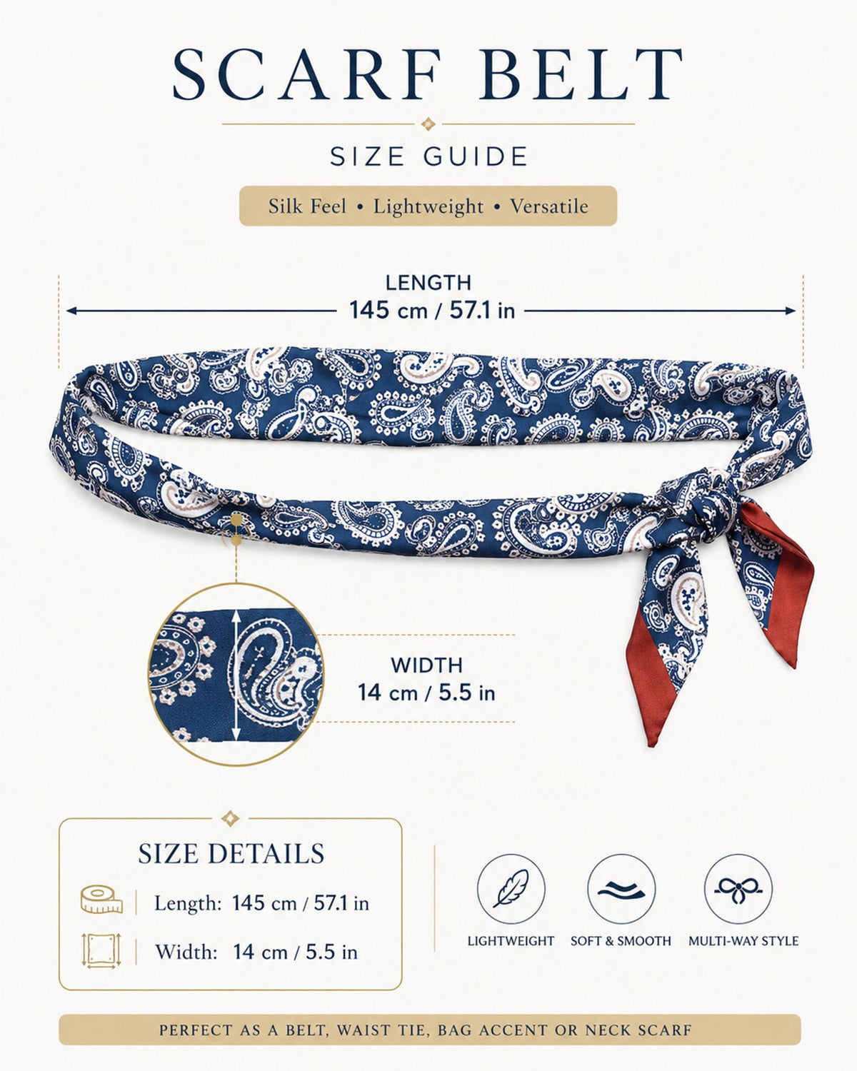rgwtgkyh Satin Silk Scarf Belt for Women Waist Scarf for Jeans Dress