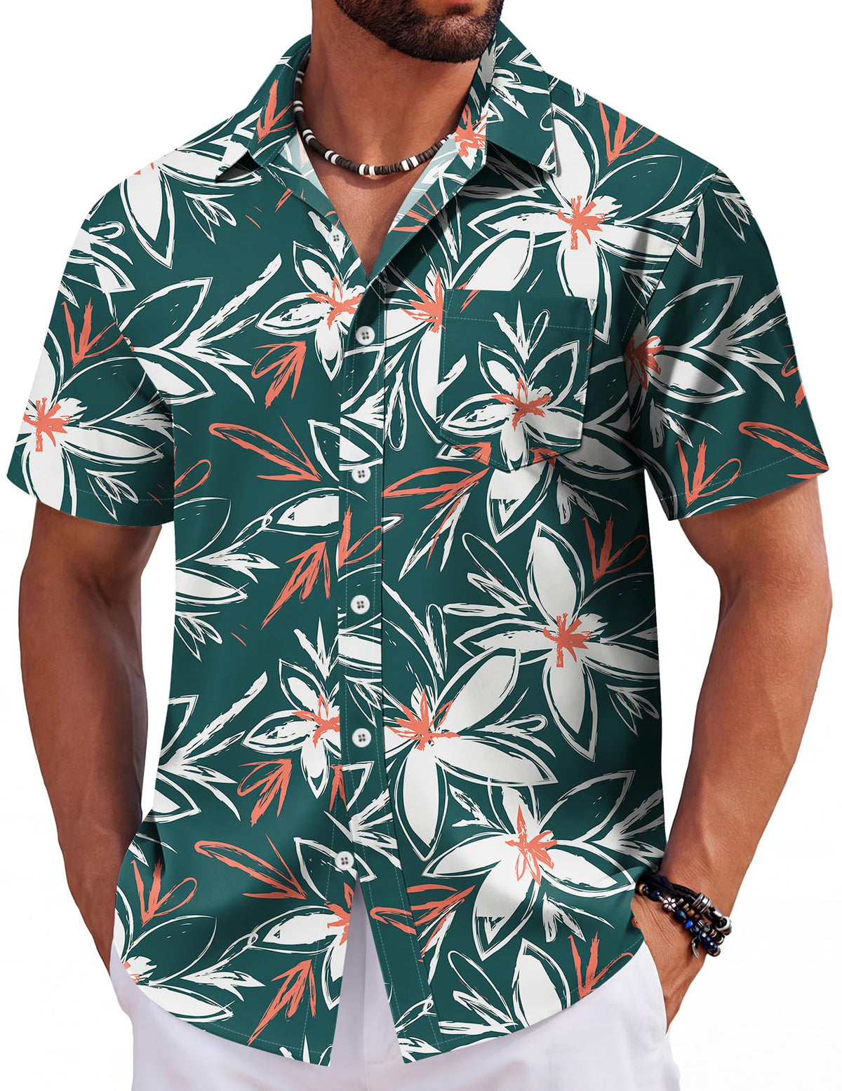 COOFANDY Mens Hawaiian Shirts Short Sleeve Tropical Button Down Shirts Floral Summer Beach Shirt