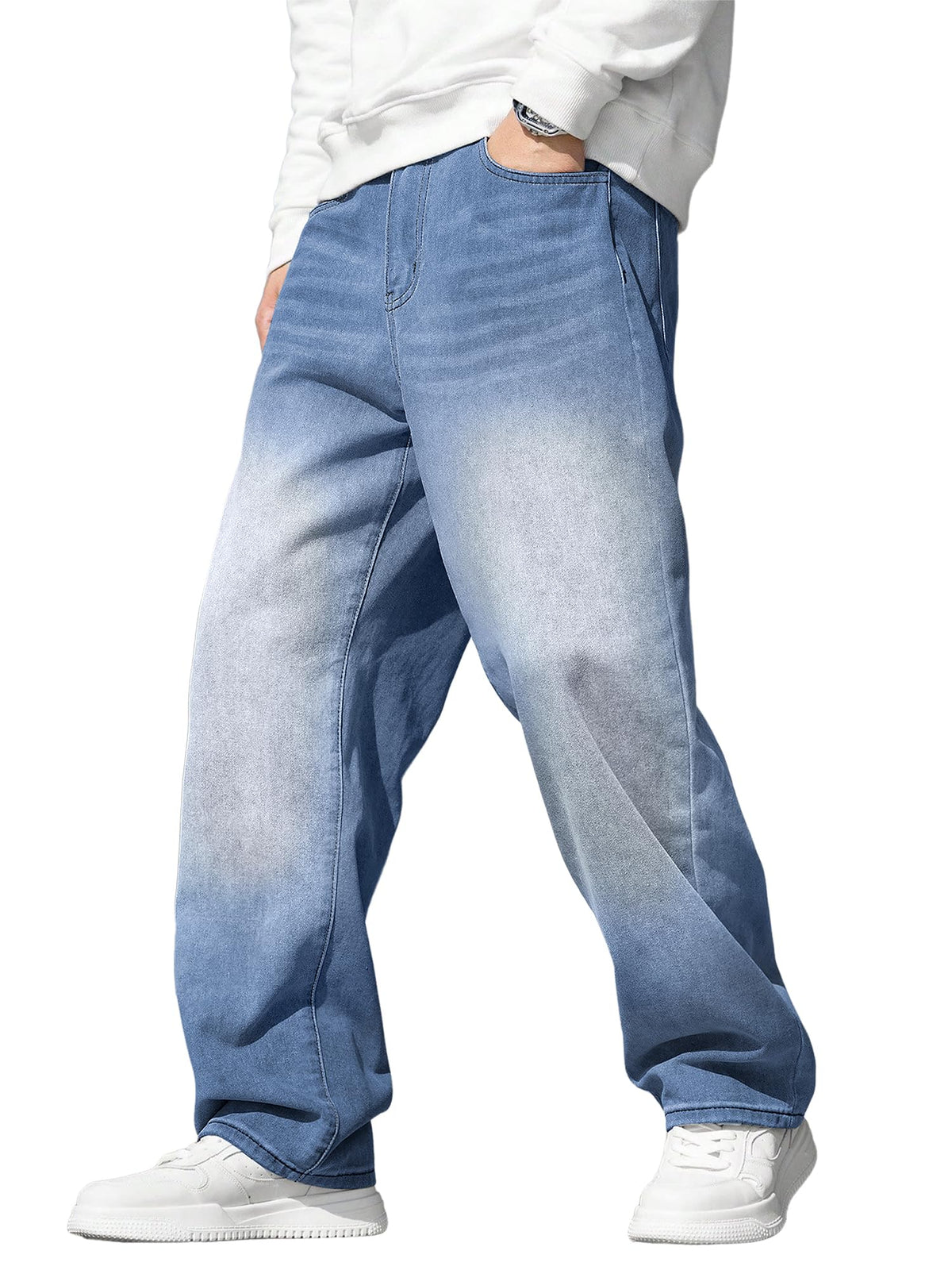 JMIERR Men's Baggy Wide-Leg Y2K Loose Fit Denim Jeans