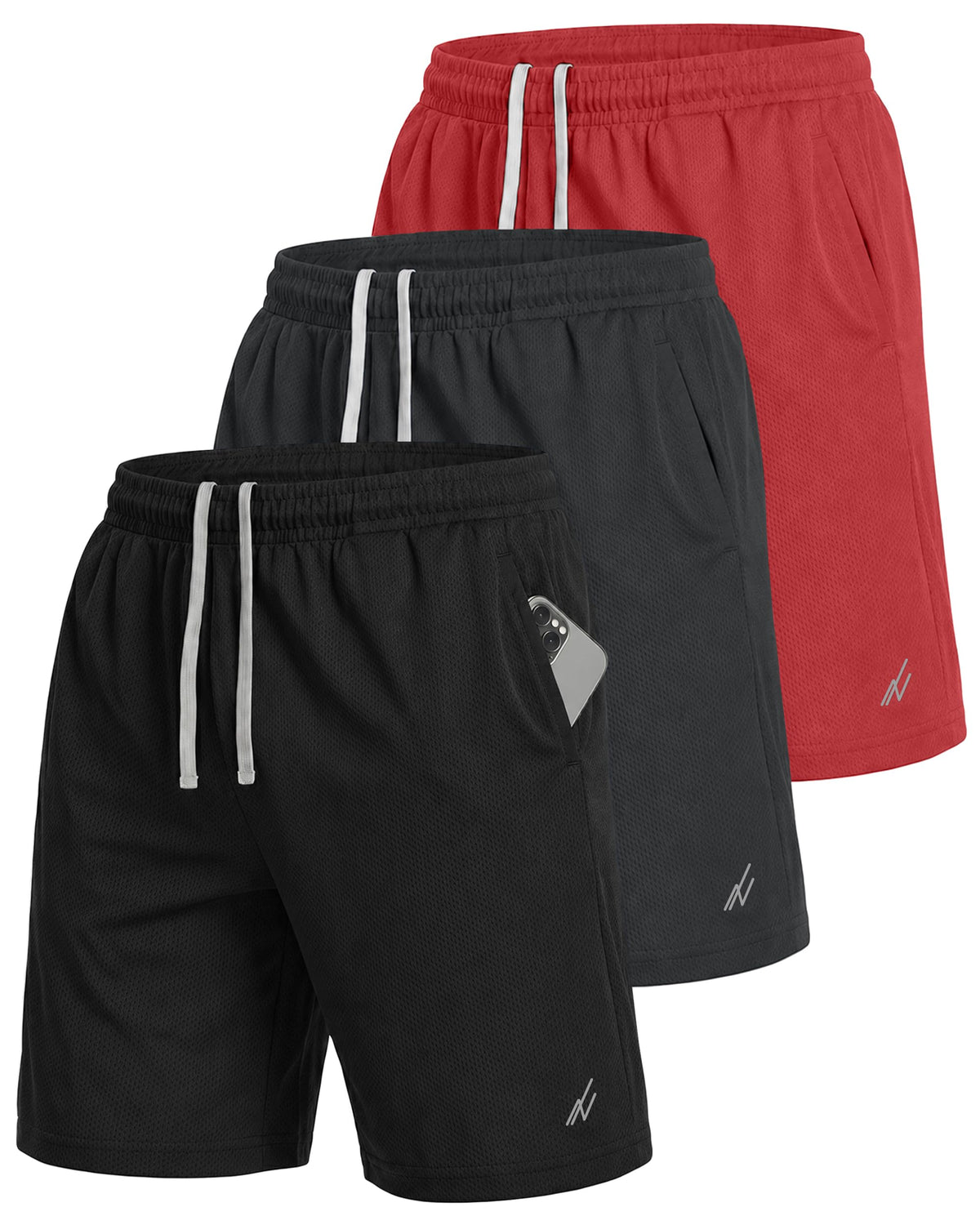 Men's Breathable Mesh Loose-Fit Athletic Gym Shorts Multipack