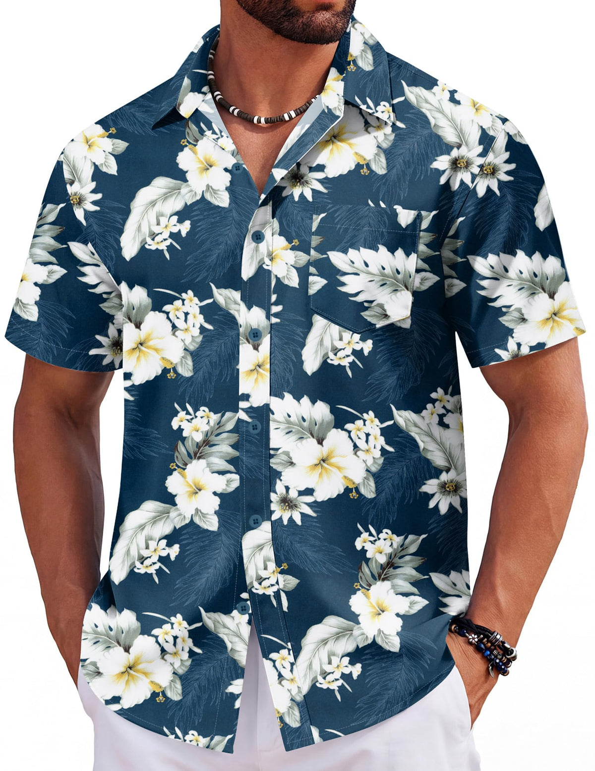 COOFANDY Mens Hawaiian Shirts Short Sleeve Tropical Button Down Shirts Floral Summer Beach Shirt