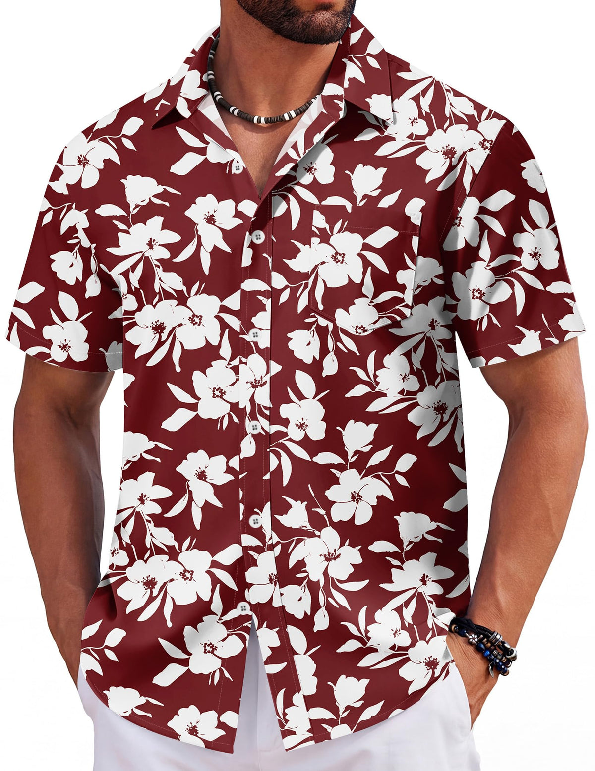 COOFANDY Mens Hawaiian Shirts Short Sleeve Tropical Button Down Shirts Floral Summer Beach Shirt
