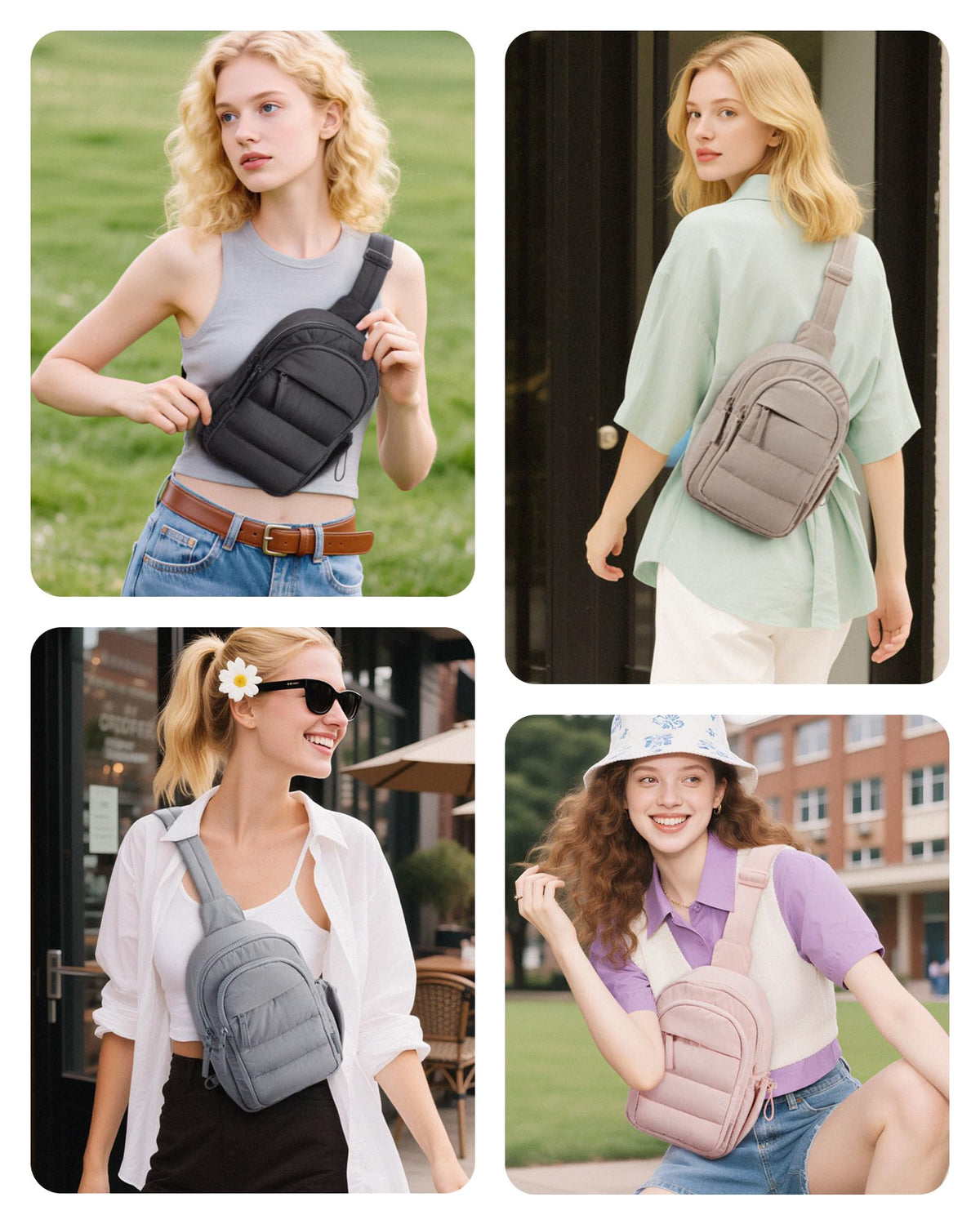 BAGSMART Small Sling Bag for Women, Puffer Crossbody Bag Hobo Handbag