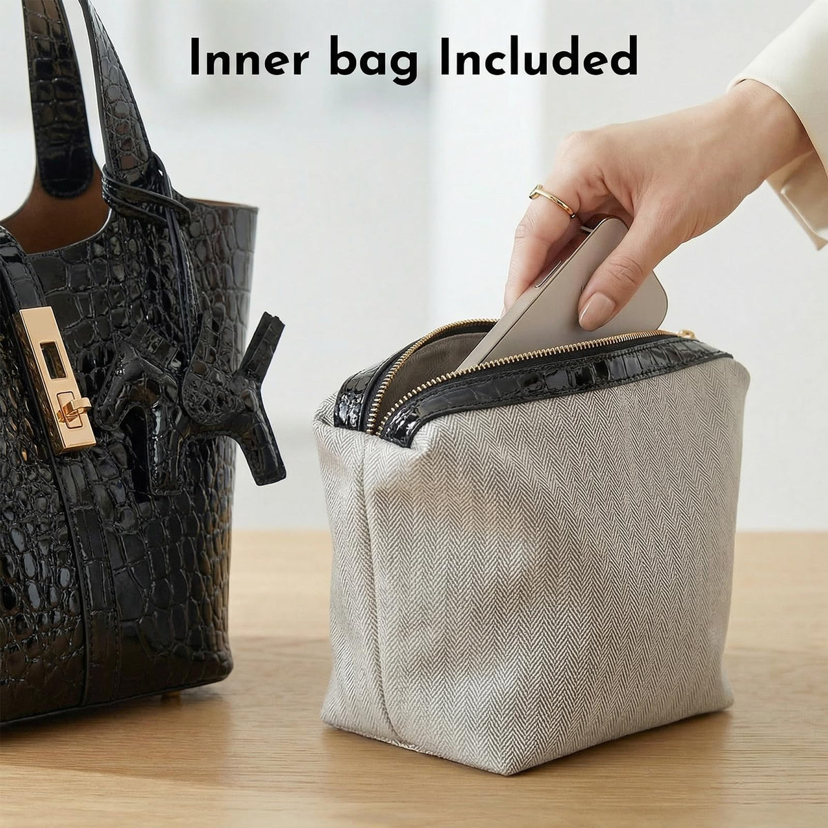 Tote Bag for Women Top Handle Handbag Satchel Bag for Women Vegan Leather Lock Design Bucket Purse for Work Evening