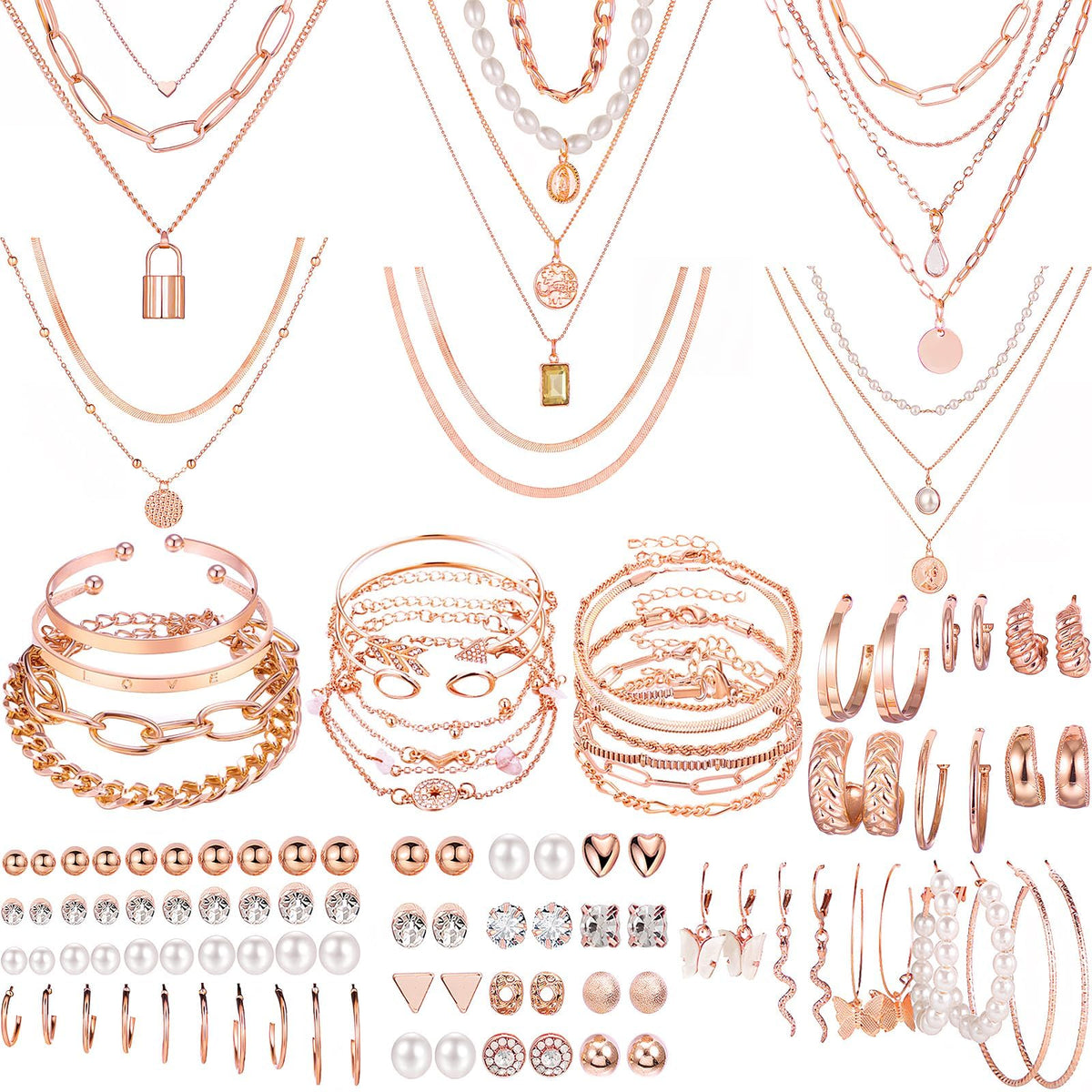 NEWITIN 69-Piece Gold Bohemian Jewelry Set for Women