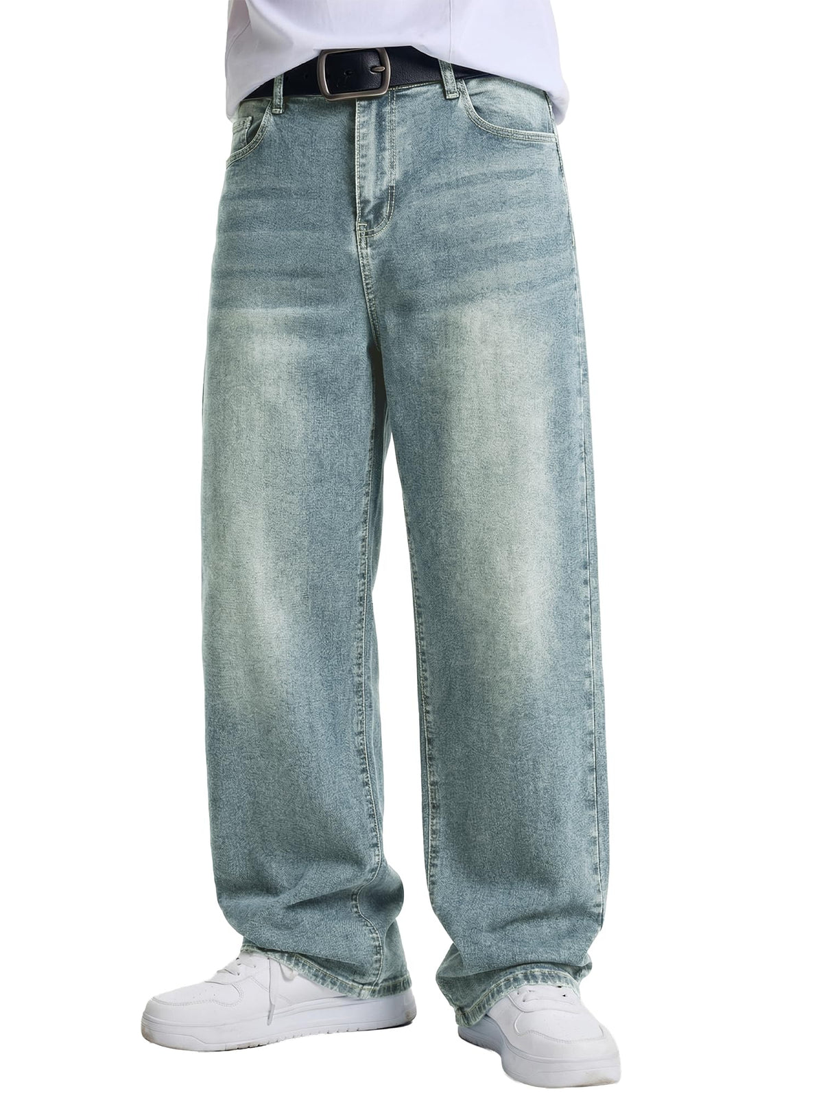 JMIERR Men's Baggy Wide-Leg Y2K Loose Fit Denim Jeans