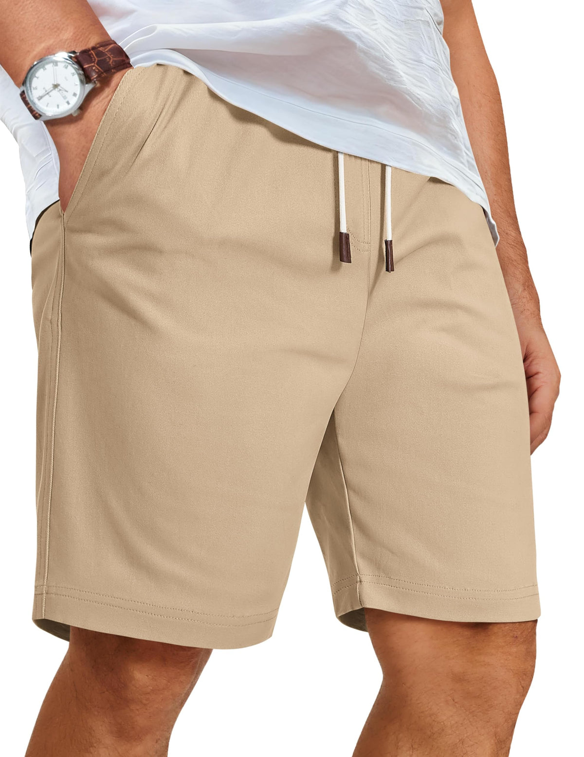 COOFANDY Men's Cotton Drawstring Casual Beach Shorts