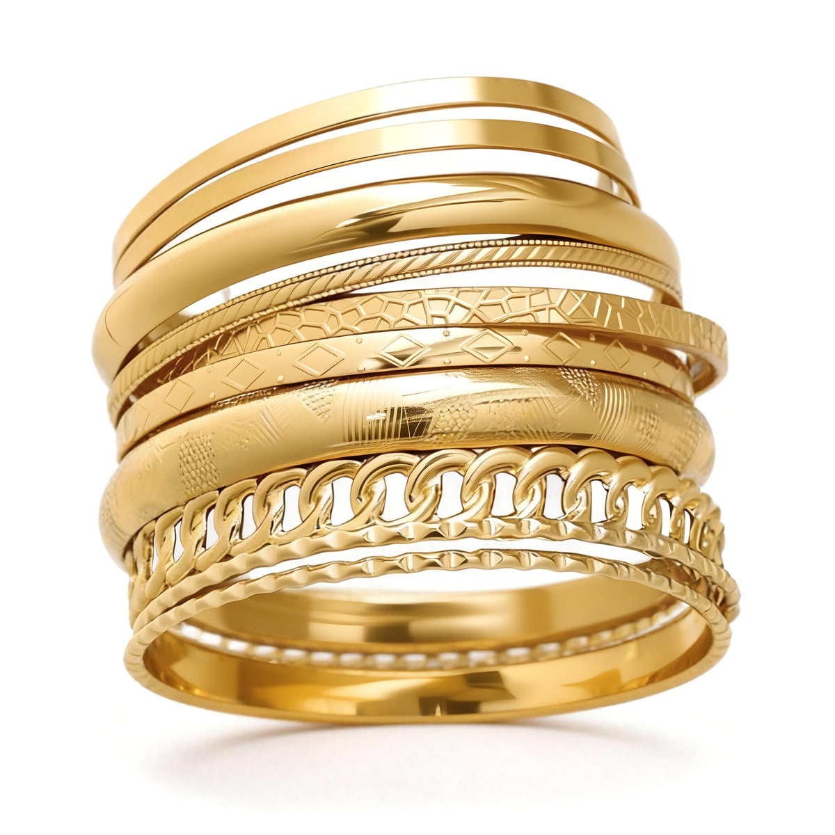 ÌF ME Women's 18K Gold-Plated Stackable Bangle Bracelet Set