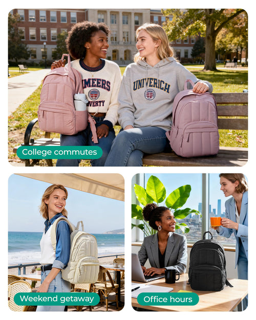 BAGSMART Women's Quilted Laptop Backpack for College & Travel