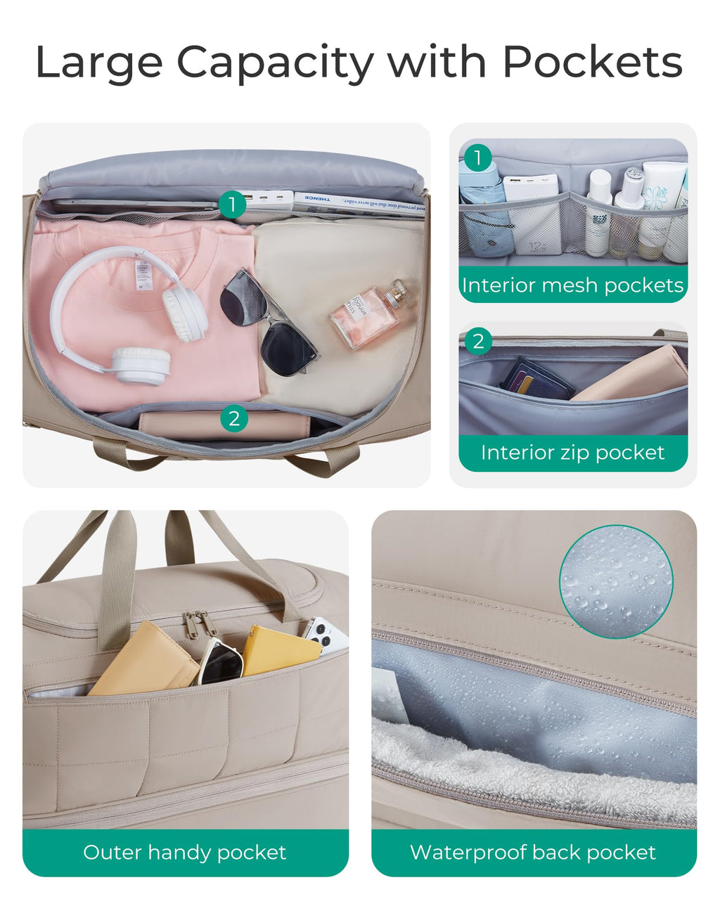 BAGSMART 40L Rolling Duffle Bag with Wheels and Handle, TSA Carry On Bags for Travel with Shoe Compartment