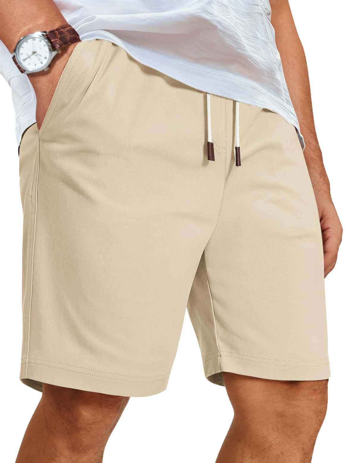 COOFANDY Men's Cotton Drawstring Casual Beach Shorts