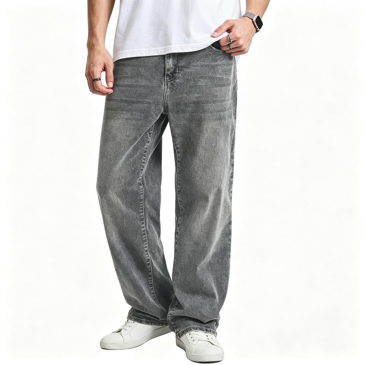 JMIERR Men's Stretch Baggy Wide-Leg Denim Jeans