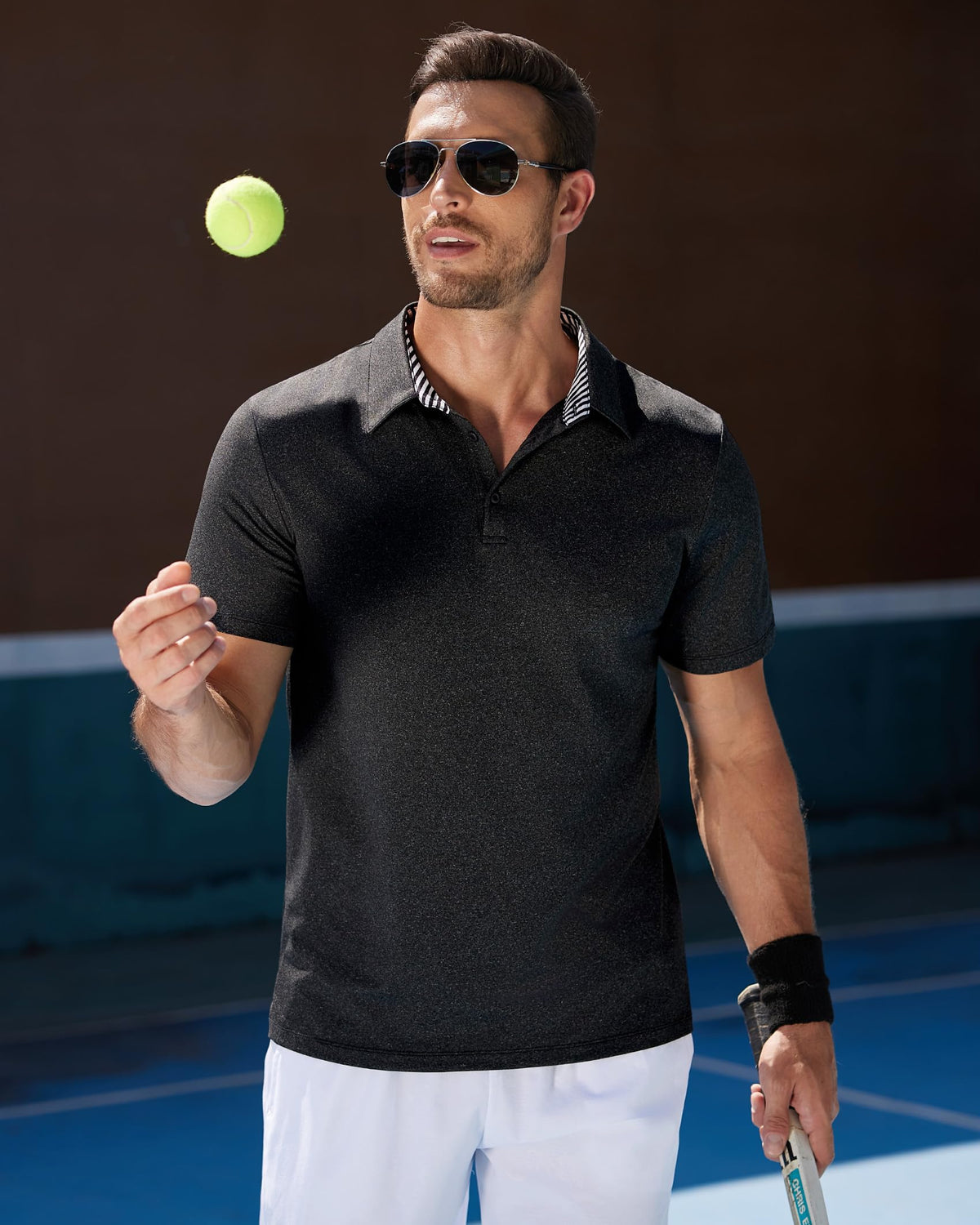 J.VER Men's Polo Shirt Wrinkle Free Stretch Golf Collared Shirt Moisture Wicking Summer Athletic Business Casual Tops