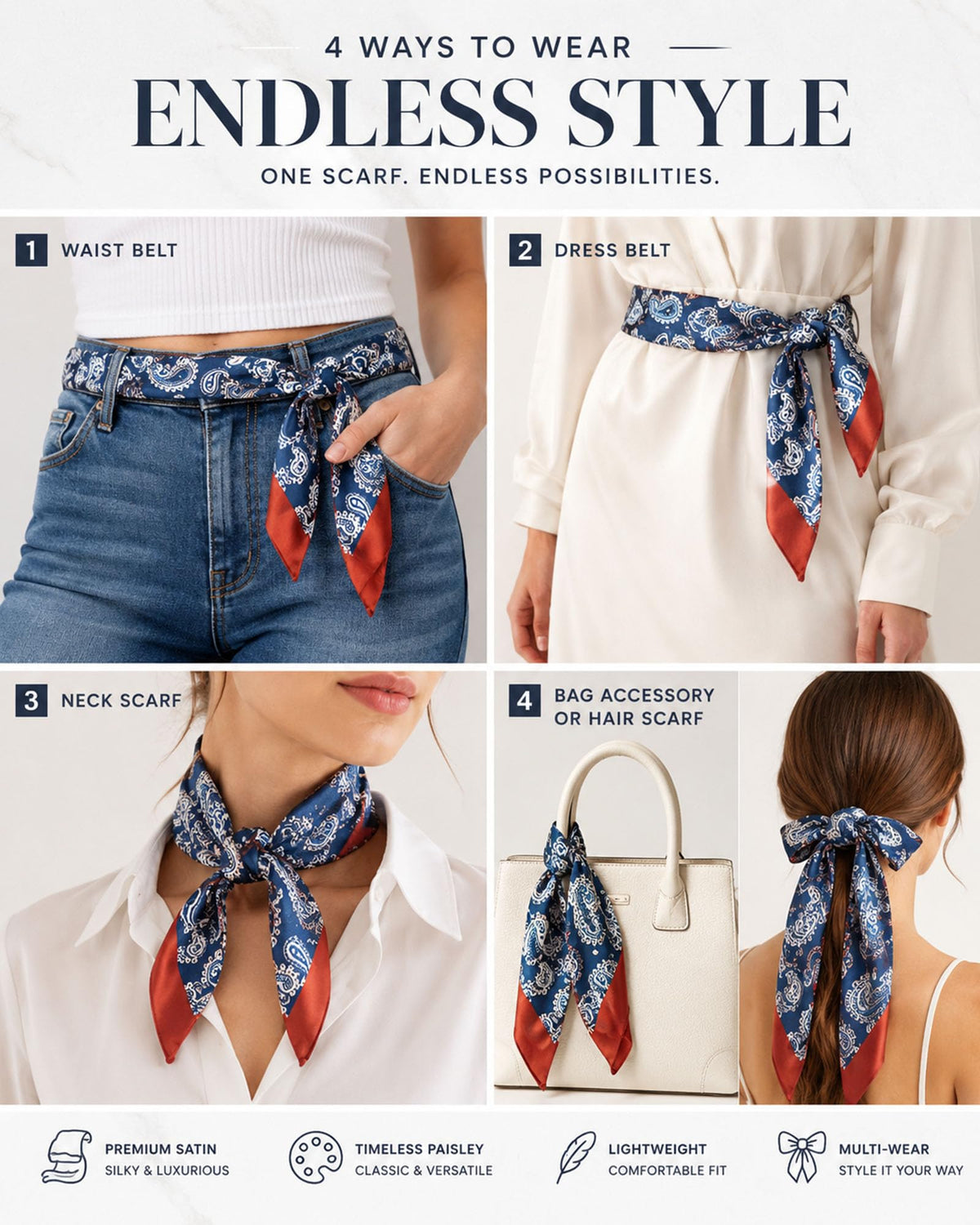 rgwtgkyh Satin Silk Scarf Belt for Women Waist Scarf for Jeans Dress