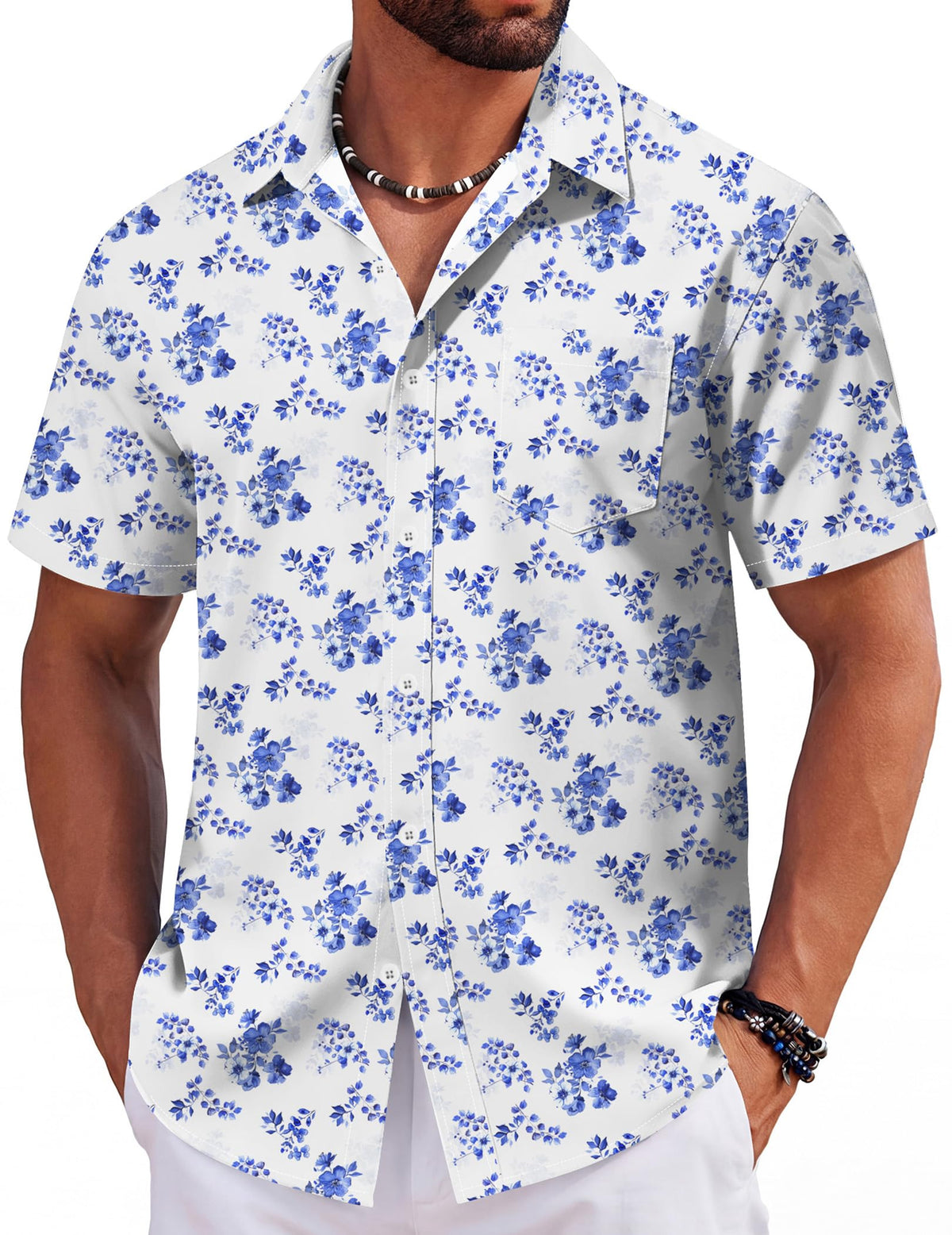 COOFANDY Mens Hawaiian Shirts Short Sleeve Tropical Button Down Shirts Floral Summer Beach Shirt