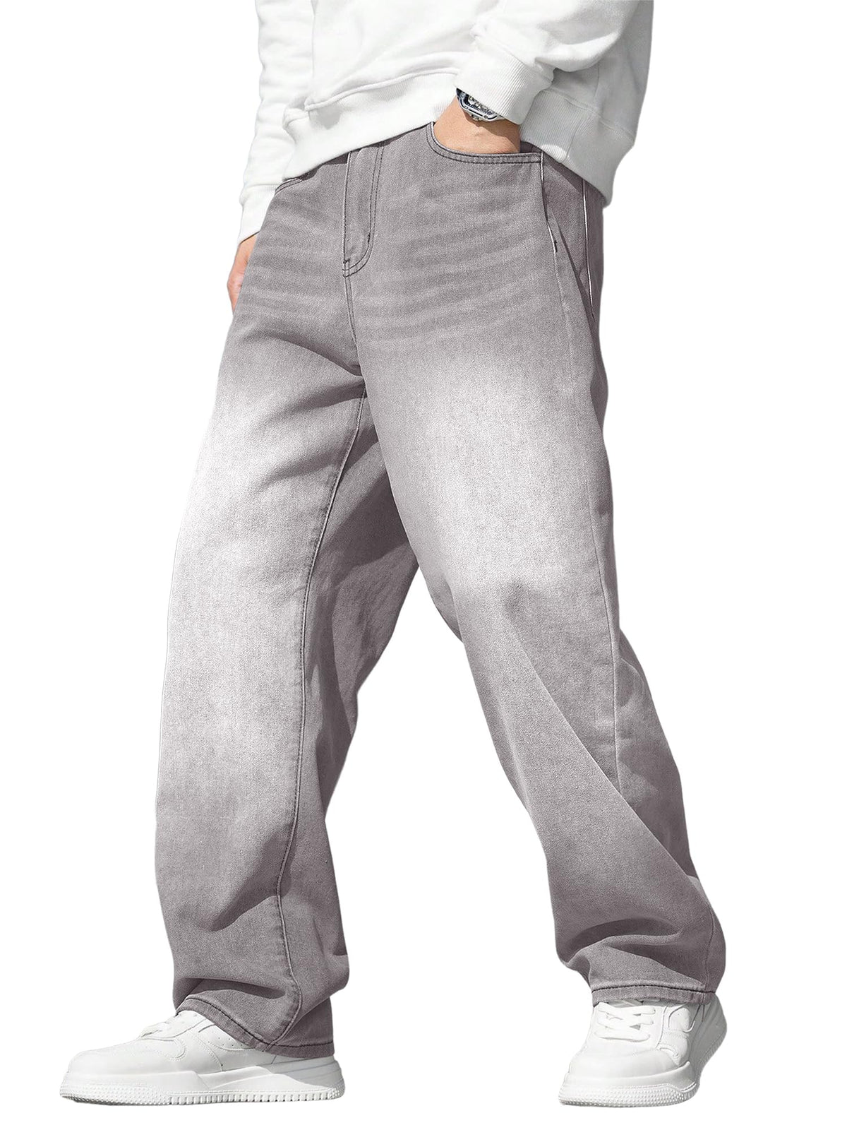 JMIERR Men's Baggy Wide-Leg Y2K Loose Fit Denim Jeans