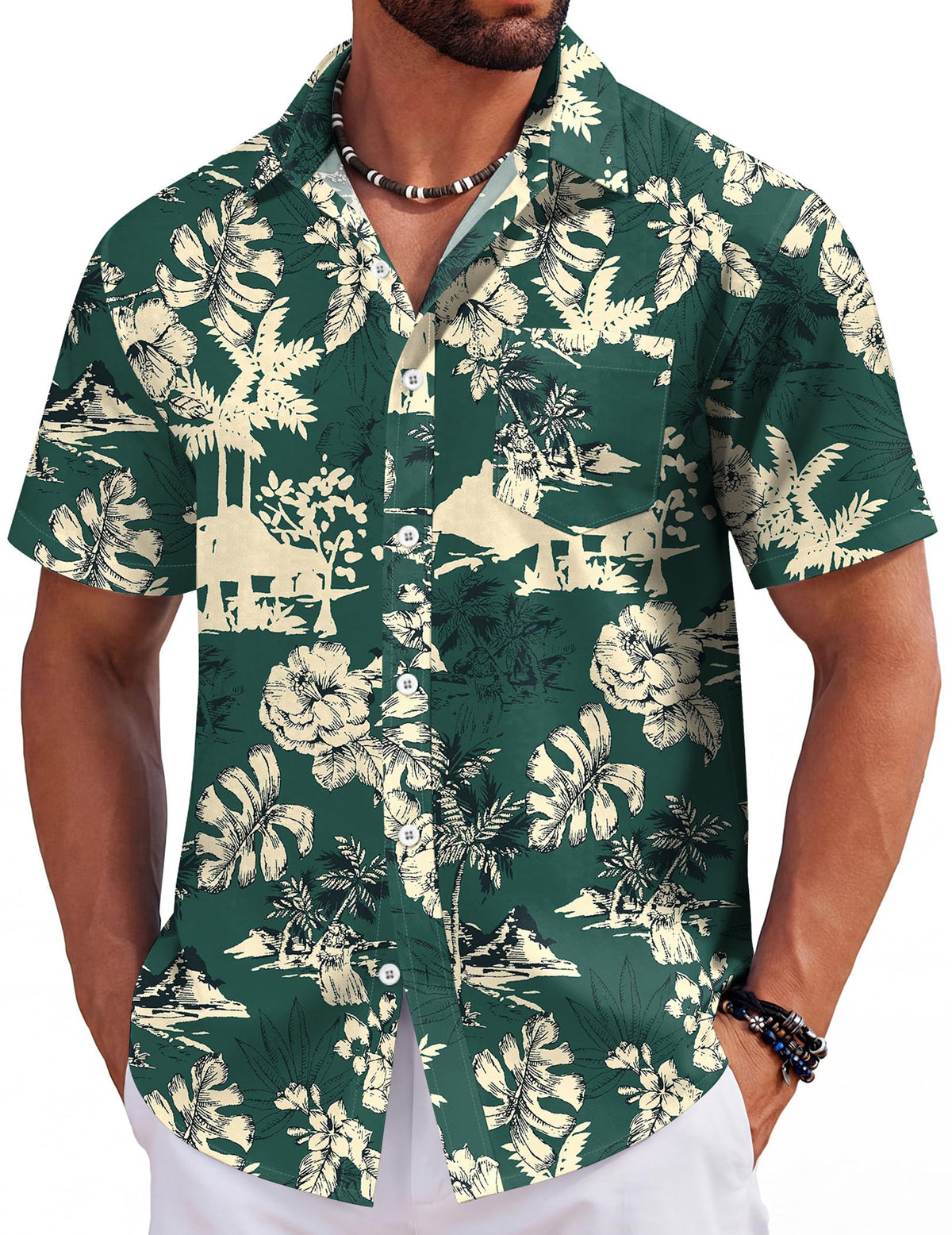 COOFANDY Mens Hawaiian Shirts Short Sleeve Tropical Button Down Shirts Floral Summer Beach Shirt
