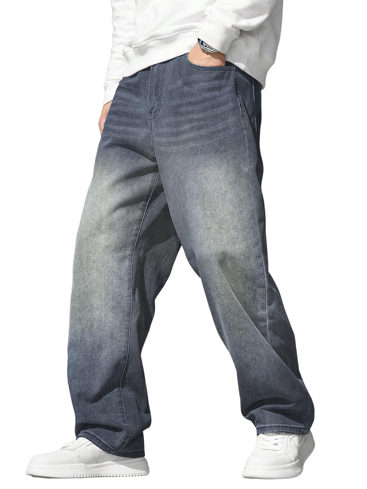 JMIERR Men's Baggy Wide-Leg Y2K Loose Fit Denim Jeans