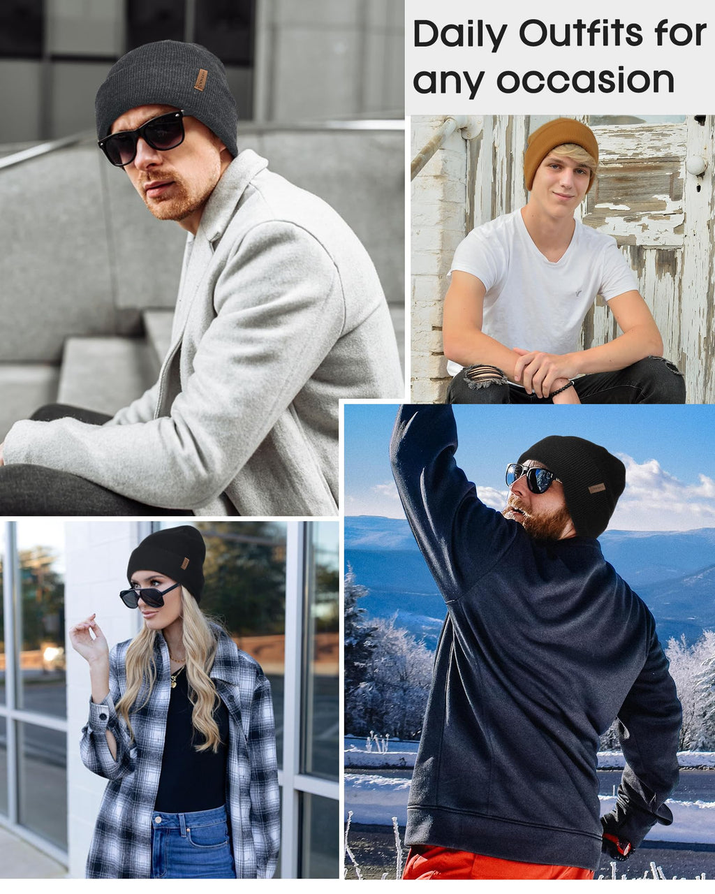 FURTALK Beanie for Men Women Cuffed Thick Knitted Winter Hat Skull Cap