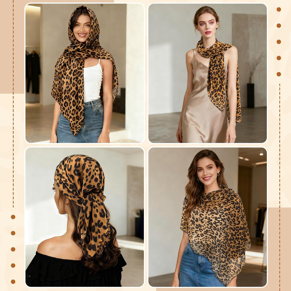 DTOFOOT 6 Pcs Leopard Print Accessories Set, Cheetah Jewelry Gift for Women