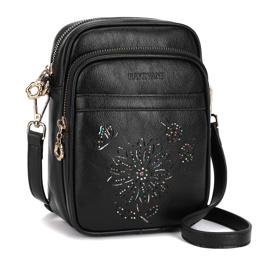 HAYRVANE Small Crossbody Bags for Women, RFID Phone Purse with Card Slots, Triple Compartments Lightweight Shoulder Bag
