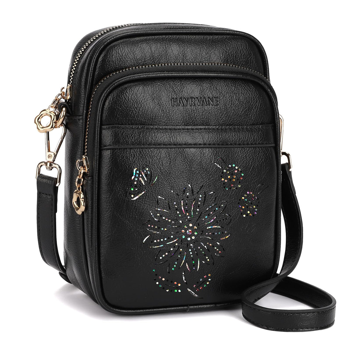 HAYRVANE Small Crossbody Bags for Women, RFID Phone Purse with Card Slots, Triple Compartments Lightweight Shoulder Bag