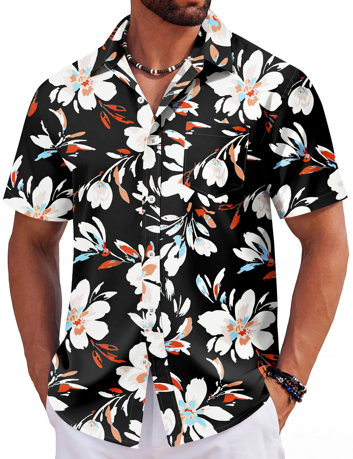 COOFANDY Mens Hawaiian Shirts Short Sleeve Tropical Button Down Shirts Floral Summer Beach Shirt