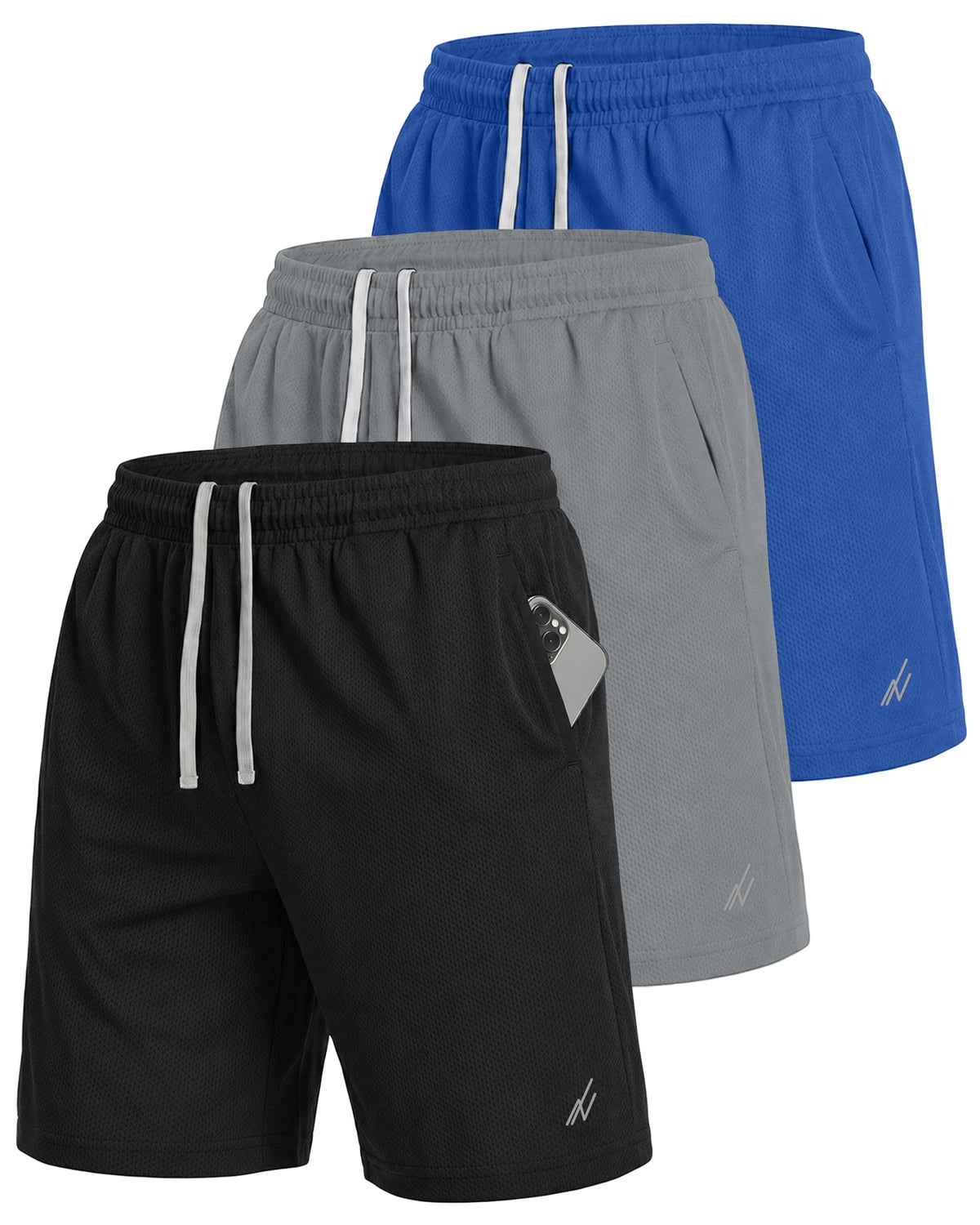 Men's Breathable Mesh Loose-Fit Athletic Gym Shorts Multipack