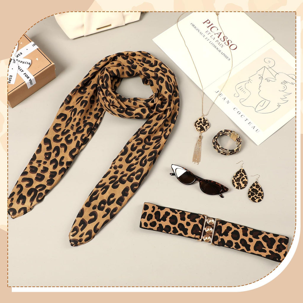 DTOFOOT 6 Pcs Leopard Print Accessories Set, Cheetah Jewelry Gift for Women