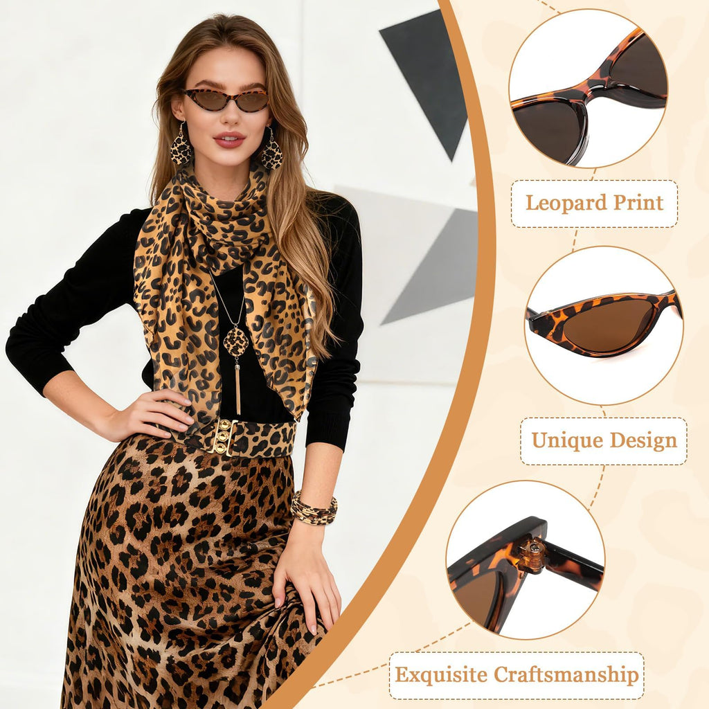 DTOFOOT 6 Pcs Leopard Print Accessories Set, Cheetah Jewelry Gift for Women