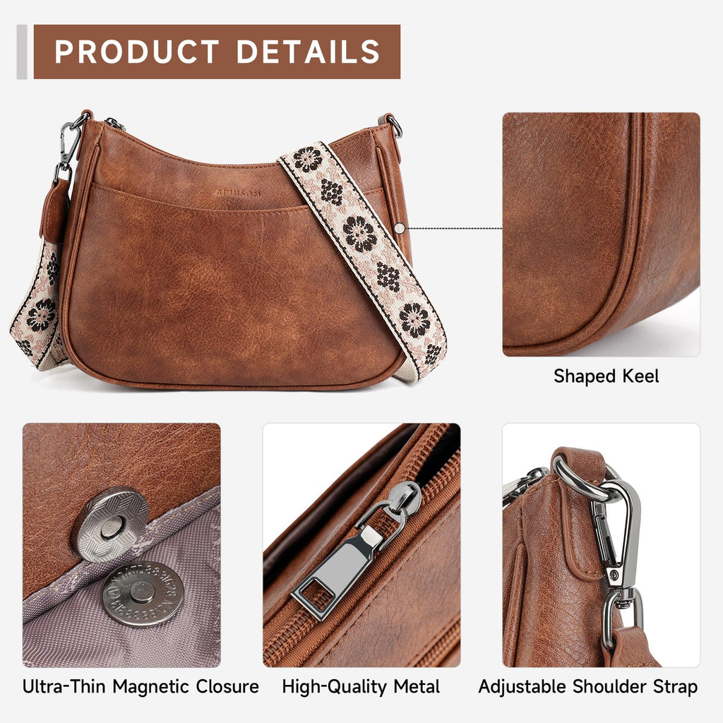 APHISON Trendy Leather Crossbody Purse, Women's Shoulder Handbag
