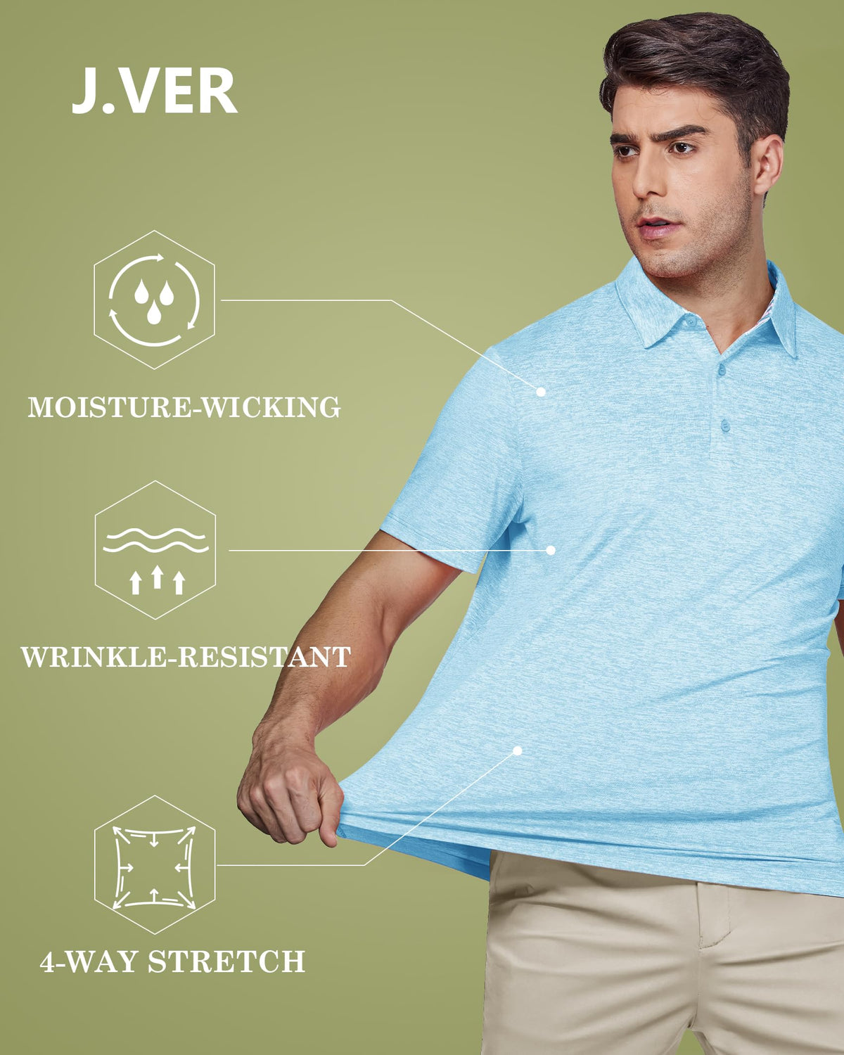 Men's Quick-Dry Moisture-Wicking Stretch Golf Polo Shirt