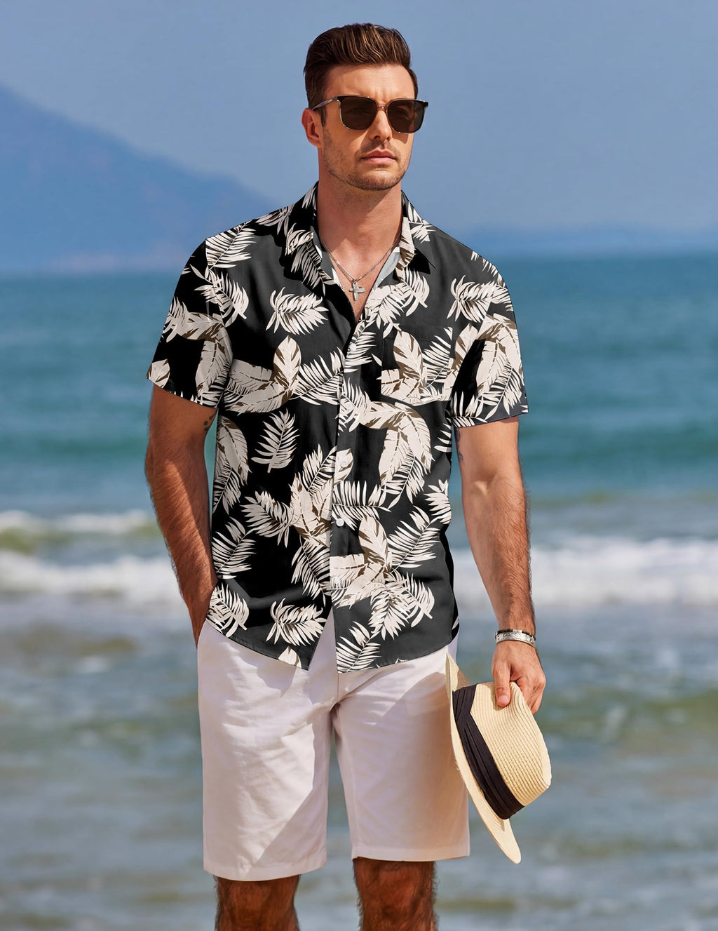 COOFANDY Mens Hawaiian Shirts Short Sleeve Tropical Button Down Shirts Floral Summer Beach Shirt