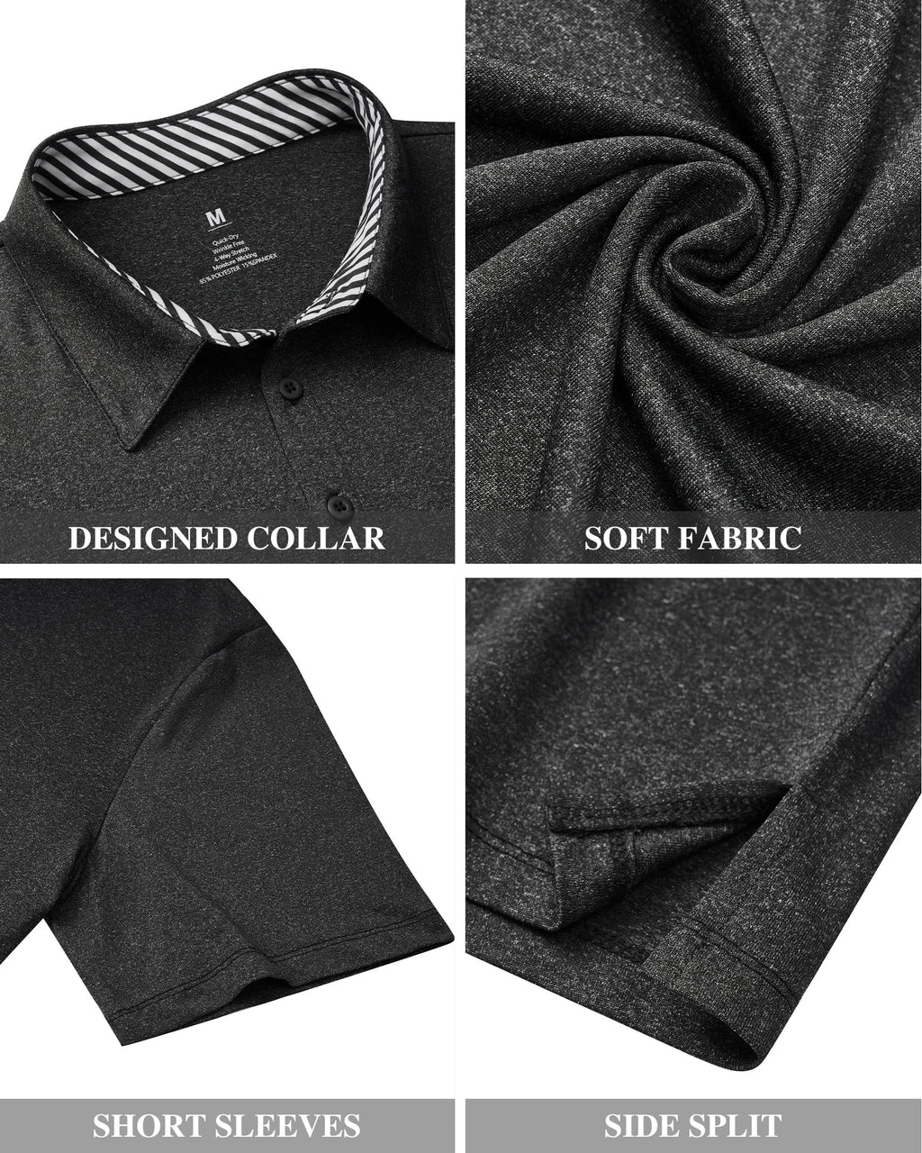 J.VER Men's Polo Shirt Wrinkle Free Stretch Golf Collared Shirt Moisture Wicking Summer Athletic Business Casual Tops