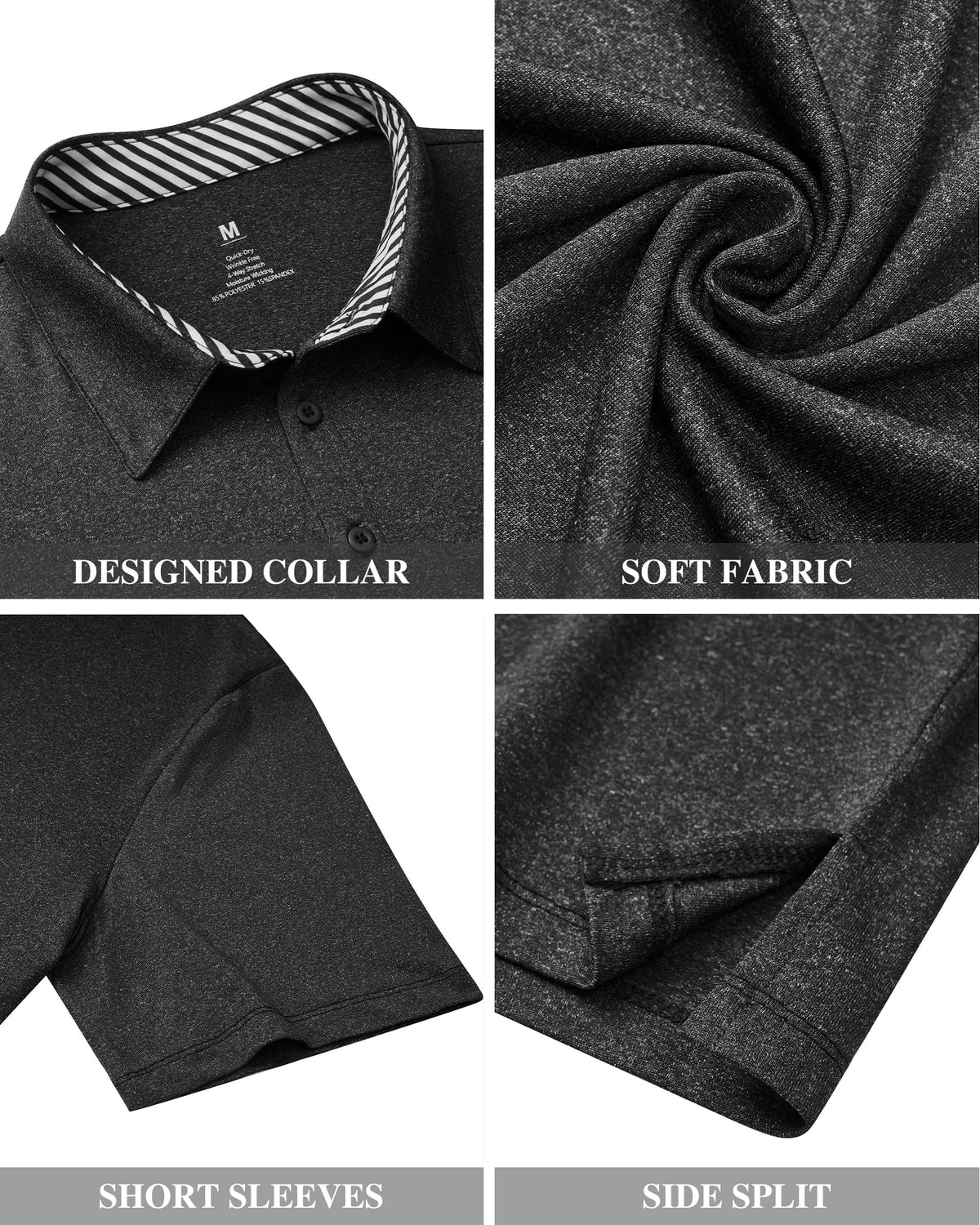 J.VER Men's Polo Shirt Wrinkle Free Stretch Golf Collared Shirt Moisture Wicking Summer Athletic Business Casual Tops