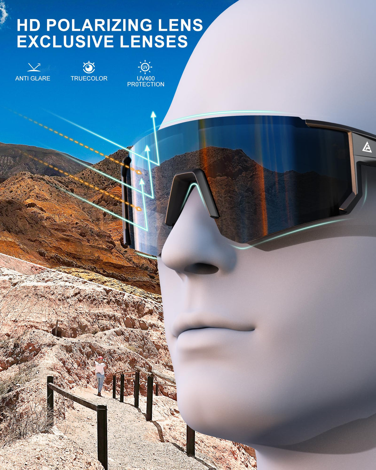 QALLY Polarized Wraparound Sports Sunglasses for Men & Women